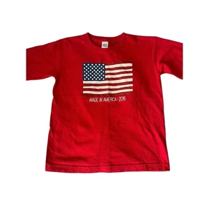 USA Kids Red American Flag Short Sleeve Crew Neck T-Shirt Youth Size Large 10-12 - Picture 1 of 3