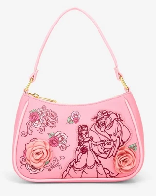 ¡NUEVO! Bolso de Hombro Cartera Loungefly Disney La Bella y la Bestia Rosas Rosas Foto 1 de 4