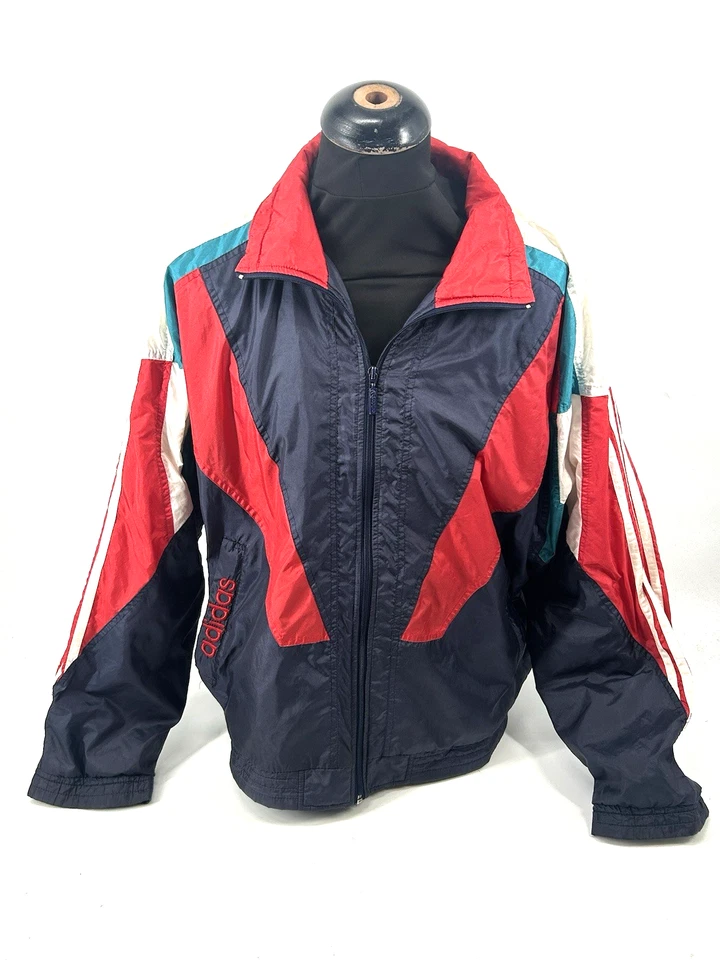 Vintage 90s Adidas Jacket Windbreaker blue red track top zip up Mens XL - Image 1 of 4