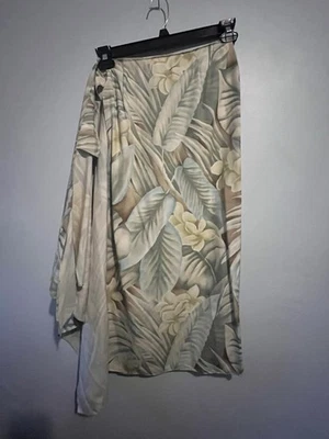 Dana Buchman 100% Seda Mujer’s Talla 8 Falda Envolvente Verde Tropical Estampado Neutro  Foto 1 de 4
