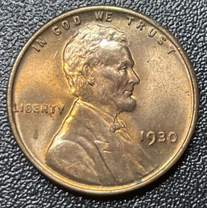 1930-p Lincoln Cent Wheat Penny 1c Nice Uncirculated Toned Reverse - Picture 1 of 2
