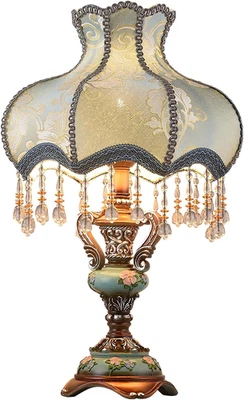 Tiffany European Table Lamps Victorian Desk Lamp American Retro Handmade Fabric - Image 1 of 4