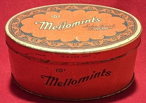 Lata vacía naranja caramelo vintage Mellomints 10¢ Brandle Smith CO. Philadelphia PA - Imagen 1 de 4