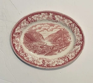 Homer Laughlin Currier & Ives “View Of Harper’s Ferry VA” Pink/Red Platter - Picture 1 of 2