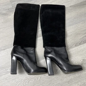 Christian Dior Wildleder Top Leder Absatz Hohe Stiefel in Schwarz Gr. 38 / 8 - Bild 1 von 9