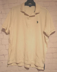 US POLO ASSN Luxury Feel Men’s Off White Short Sleeve Polo Shirt Size M - Picture 1 of 3