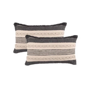 · Boho Textured Throw Pillow Cushion Covers - Cotton Lumbar Woven Tufted Deco... - Picture 1 of 8