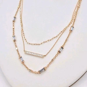 Collar Kendra Scott Addison Triple Hilo Tono Oro Rosa Nuevo con Etiquetas En Capas Circonita - Imagen 1 de 7