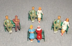 Barclay Manoil Sitting Figures on Park Benches ~ TS - Picture 1 of 5