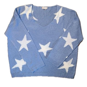 Altar'd State Star V-Neck Knit Sweater L Boho Americana Festive - Picture 1 of 7