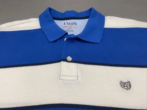 Chaps The Everyday Polo Shirt Mens Size Large White Blue Short Sleeve - Picture 1 of 9