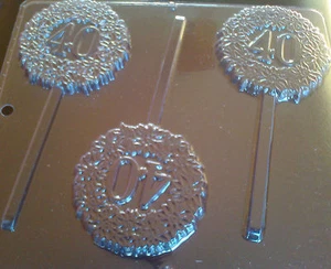 40 CHOCOLATE LOLLIPOP MOULD ROUND 75MM / 3 INCH 3 CAVITY BIRTHDAY, ANNIVERSARY - Picture 1 of 1
