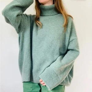 Suéter de cuello alto oversized H&M Talla XS extra pequeño Mezcla de lana verde salvia - Imagen 1 de 7