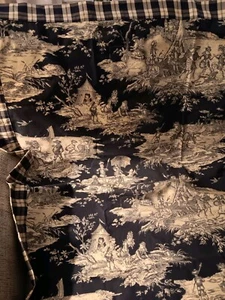 Maßgeschneidert Vintage 54" Quadratisch Marine/Creme Toilettentischdecke mit Karobordüre - Gebraucht - Bild 1 von 6