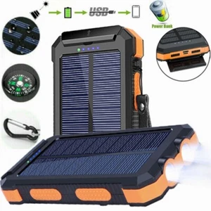 2024 New Solar Power Bank 900000mAh 2USB LED Travel Backup Fast Battery Charger - Picture 1 of 18