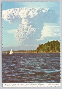 Postal de colección Mt St Helens Eruption 1980 vista desde Portland Oregon - Imagen 1 de 2