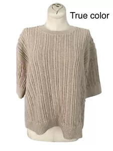 Banana Republic Beige Short Sleeve Sweater Womens Size M - Picture 1 of 7