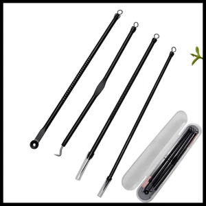 4 Black Blackhead Remover Tool Kit Spot Acne Pimple Comedone Extractor Popper - Picture 1 of 1