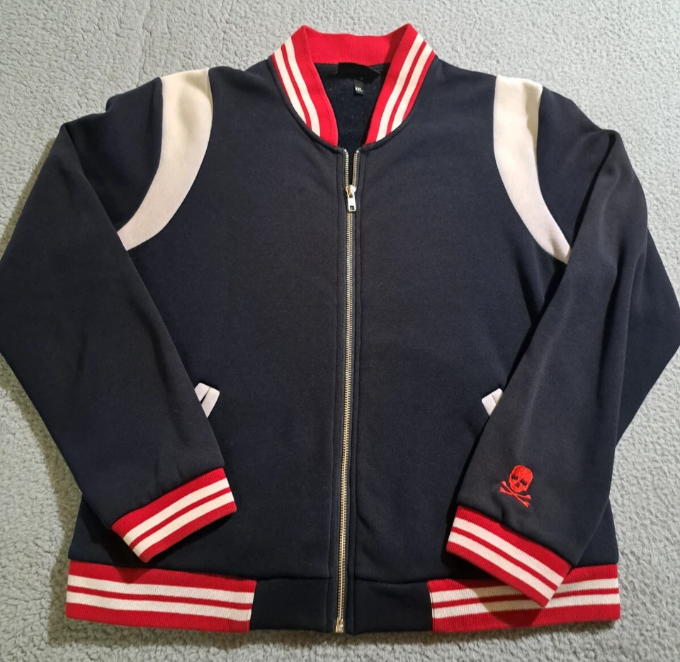 Chaqueta Universitaria Sourpuss Para Mujer Azul Marino Rojo Blanco Cremallera Completa Manga Larga Talla XXL Foto 1 de 4