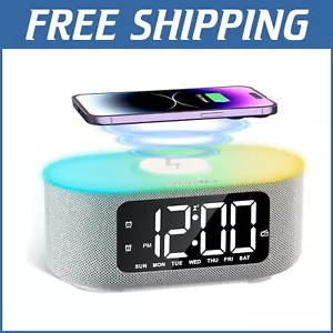 Multifunctional Fabric Alarm Clock with Bluetooth Speaker & Wireless Charging - Picture 1 of 9