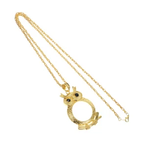 Gufo Ornato 6X Lente di Ingrandimento Collana Lettura Ingrandimento Vintage Ciondolo Collana - Foto 1 di 12