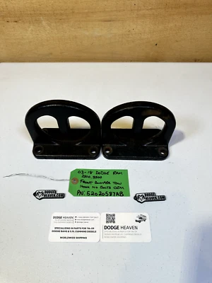 OEM 2003-2018 Dodge Ram 2500 3500 Front Bumper Tow Hooks Pair QTY 2 52020587AB - Image 1 of 3