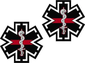 2 - 5" Tactical Star of Life Thin Red Line Decal EMS EMT TEMS Paramedic Sticker - Picture 1 of 1