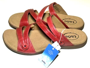 Taos Double U Premium Leather Womens Size 10 True Red Sandal Leather Comfort New - Picture 1 of 9