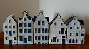 Lot of FIVE KLM Blue Delft Miniature Houses (See Description) 
