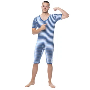 Retro Badeanzug blau weiss Ringelbadeanzug für Herren lustige Kostüm Fasching - Bild 1 von 65
