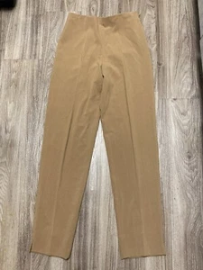 Lauren Vidal Paris, Tan High Rise Pants Womens Capsyl T2/Small Side Zip & Hook - Picture 1 of 9