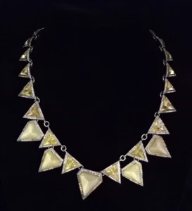 Chloe Isabel Statement Necklace Triangle with Yellow Stones Crystals 20 Inches - Picture 1 of 5