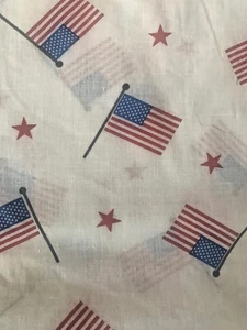 7/8 Of A Yard Patriotic Flags American Cotton Quilt Fabric Washed - Picture 1 of 2