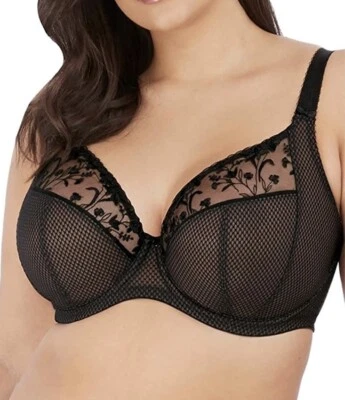 Sujetador Elomi Charley para mujer elegante bordado floral talla 34K negro azabache Foto 1 de 4