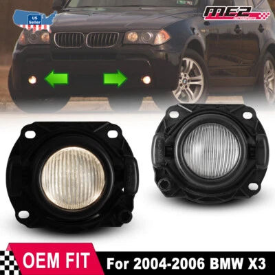 Pair Fog lights BMW X3 For 2004 2005 2006 Front Clear Bumper Lamps w/ H11 Bulbs - Image 1 of 4