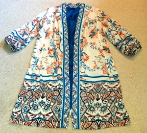 NWOT Womens Jacket Top-CHICO'S- 'Rising Bloom' 'Patched Kimono' BOHO arty-1 (8) - Picture 1 of 5