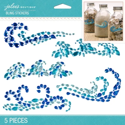 Pegatinas Waves Surf Playa Bling Azul Aqua Estrás Gemas Jolee's Boutique Foto 1 de 2