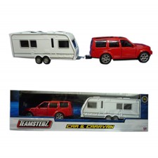 Land Rover Discovery 4 in Blue & Caravan Holiday Play Set Boys Toys Gift