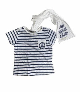 Scotch R'Belle Kids Girls White Navy Striped T-Shirt Age 4 Years Size New - Picture 1 of 2