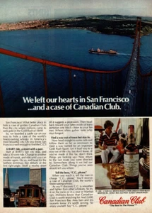 1980 Vintage Print Ad We left our hearts in San Francisco Canadian Club Whisky - Bild 1 von 2