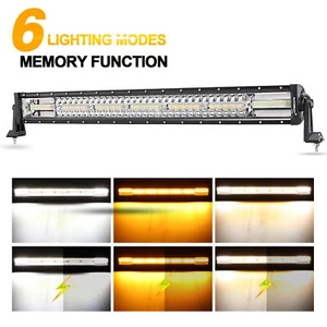AUXBEAM 32" LED Work Light Bar Amber/White 6Modes Strobe Offroad Truck ATV SUV - Picture 1 of 12