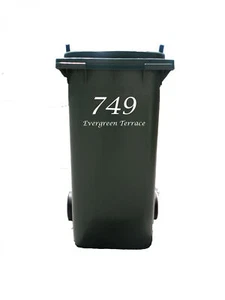Personalised Bin Sticker with House Number and Street Name for Wheelie Rubbish - Foto 1 di 7