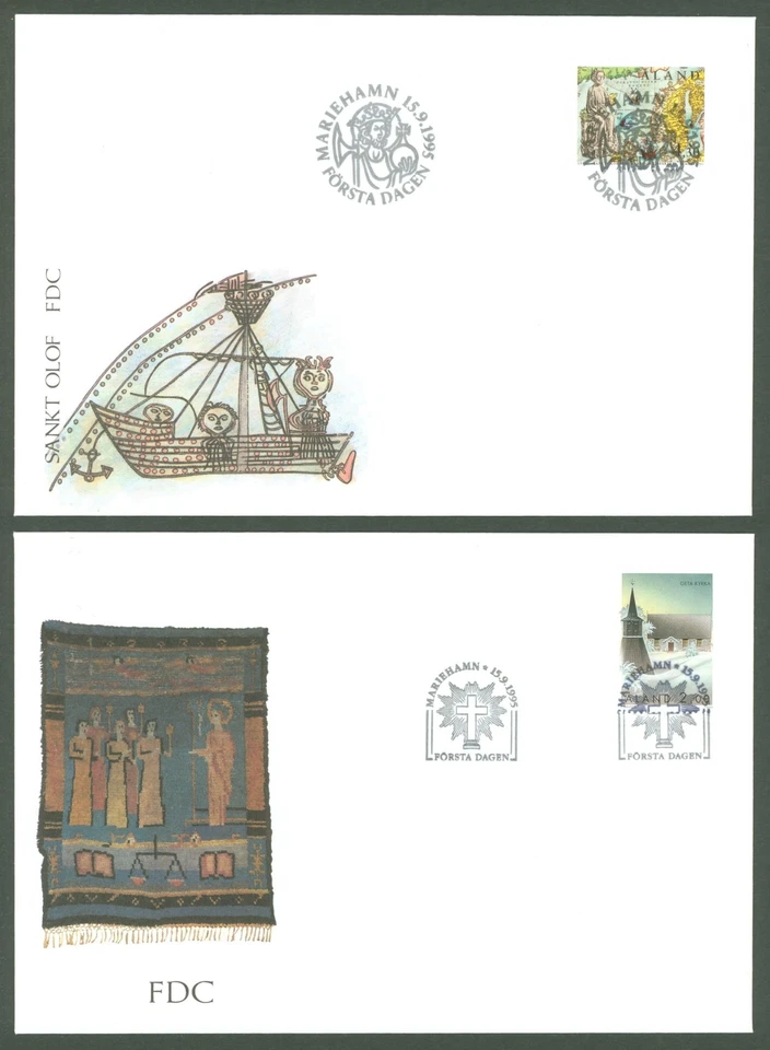 Mapa Aland L12 2 FDC 1995 - Rey Olaf II - Iglesia - Religión - Arquitectura Foto 1 de 1