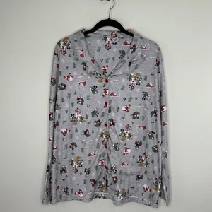 Disney Women's Sz 2XL Flannel Pajama Long Sleeve Mickey Minnie Goofy Christmas - Picture 1 of 8