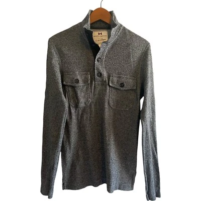 Suéter para Hombre Roots Talla Pequeña Gris Pullover Cuello Simulado 1/4 Botón Tejido Informal Foto 1 de 4