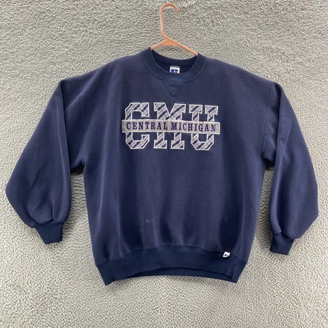 VINTAGE Central Michigan Chippewas Sweatshirt Men Extra Large Blue Made USA 90s Cover