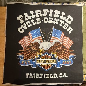 Chaqueta o camisa de algodón Harley Davidson 14x14 3/8 parche de hierro Fairfield, CA - Imagen 1 de 7