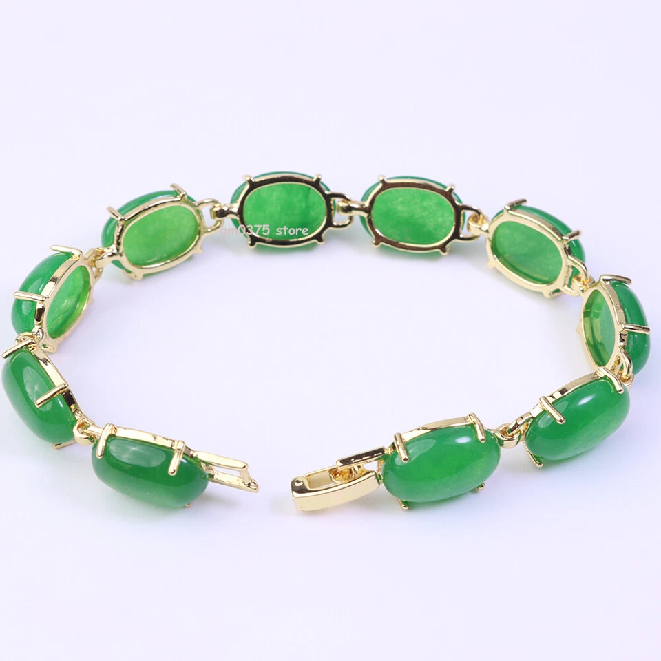 Brazalete de jadeíta de cuarzo de cobre chapado en oro amarillo de 7,28 pulgadas de L Foto 1 de 4