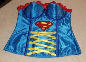 DC COMICS SUPERGIRL RUBIES ADULT COSTUME SATINY BUSTIER CORSET NWT SZ MEDIUM - Picture 1 of 5