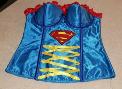 DC COMICS SUPERGIRL RUBÍES DISFRAZ ADULTO SATINADO BUSTIER CORSÉ NUEVO CON ETIQUETAS TALLA MEDIANA Foto 1 de 4